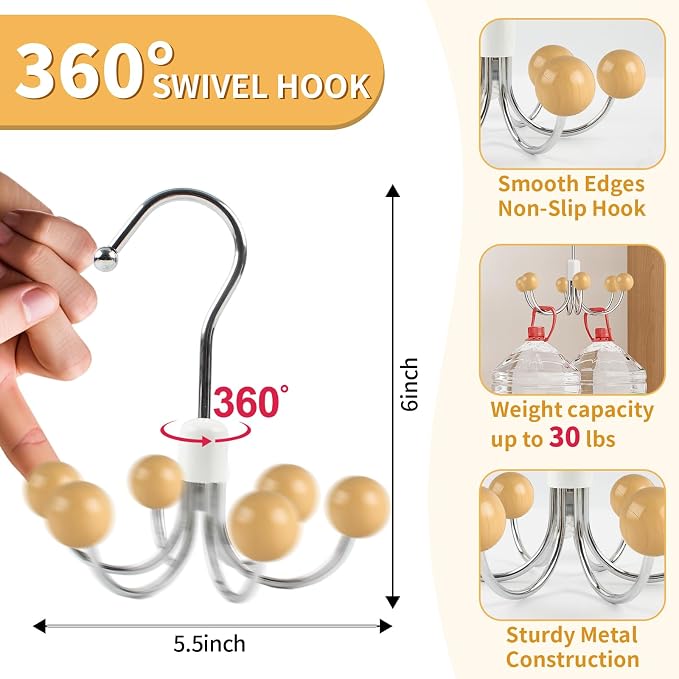 2 Pack Hoodie Hanger for Organizer 360° Swivel Closet Hooks for Belt, Space-Saving Hanger Bra Storage, Accessorise Organizer for Tie, Hat, Tanktop, Scarf, Purse