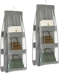 Handbag Storage Hanging Purse Organizer Bedroom Organization Dust-Proof Holder Bag for Wardrobe Closet (Grey-2Pack)