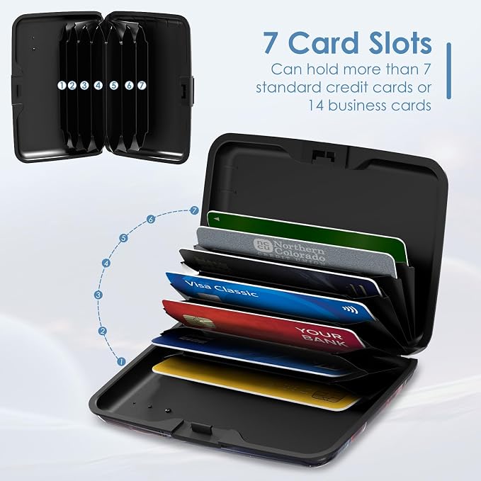 Credit Card Holder, Cool Planet RFID Wallet Women Pocket Small Card Holder Travel Cute Thin Card Case ID Aluminum RFID Blocking Card Organizer Gifts Girls