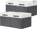 Temary Cube Storage Bins 4Pack Foldable Cube Baskets for Clothes Shelf Storage Basket with Handles, Storage Box Fabric Storage Organizer Bins for Home (White&Grey, 13x15x13 Inch)