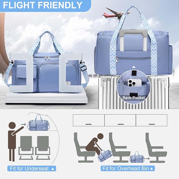 Small Gym Bag for Women, Travel Duffle Bag Carry On Weekender Bag with Shoe Compartment