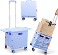 Foldable Utility Cart Folding Portable Rolling Crate with Magnetic Extended Lid,360°Rotate Wheels,176LBS Load Capacity,Heavy Duty Durable Dolly Cart for Teacher Tourist Shopping Office Outdoor