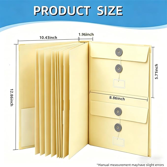 Important Document Organizer with Tabs & Pockets for Family Records,Yellow