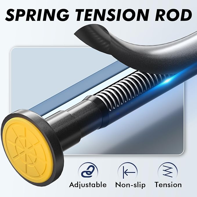 Black Shower Curtain Rod Tension 30 to 80 Inch,1 Inch Diameter Adjustable Tension Curtain Rod No Drilling,Shower Rods for Bathroom,No Rust