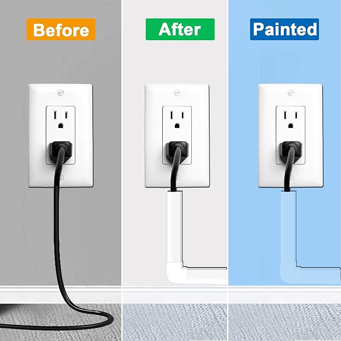 157" Paintable Cable Raceway Kit for TV Wall Mount Wire Concealer | 157" paintable cable raceway kit hides TV wall wires, PVC wire concealer with cuttable channels and adhesive or screw install