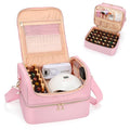 CUBETASTIC Nail Polish Organizer Case, Nail Supplies Storage Box Holds Nail Polish Bottles & Nail Lamp, Travel Nail Tech Carrying Case, Nail Kit Bag For Nail Stuff & Manicure Tools (Pink, 45 Slots)