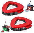 2 Pack Replacement Scrub Brush Head Compatible for EasyWring 1-Tank System | Hard Bristle Deep Scrubbing, Triangle Corner Cleaning, No-Bend Floor Cleaning, Quick Snap-On, Reusable & Durable