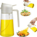 Aovdy 16oz/470ml Glass Olive Oil Sprayer for Cooking - 2 in 1 Olive Oil Dispenser Bottle Spray and Pour for Kitchen Gadgets Cooking Air Fryer Salad BBQ (White)