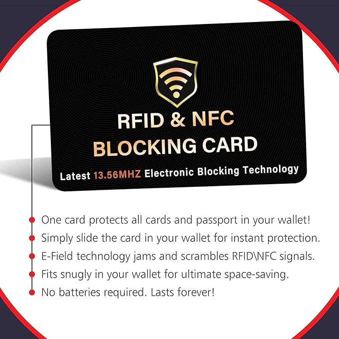 SaiTech IT 50 Pack RFID Blocking Card for Credit Debit ID Card, Black | Slim Anti-Theft Contactless NFC RFID Blocker Protector, Easily Fit into Wallet and Purse, for Men & Women