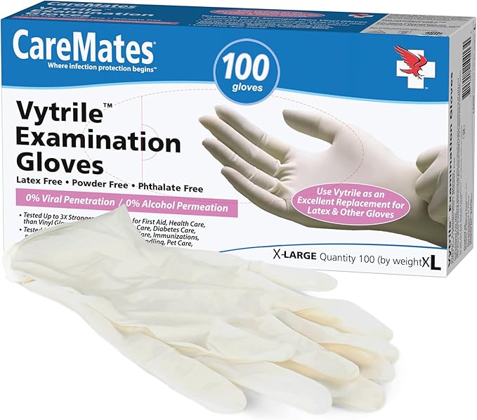 CareMates Medical Exam Gloves, Powder Free, Extra Strong, Certified for Home Infusion, First Aid, Food Safe, Cleaning Gloves