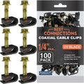 BEST CONNECTIONS Coaxial Cable Clips with Pre-Inserted Screw (1,000 Pack) – Black Single Cable Mounting Clamps for Coax Cable (RG6, RG59) and Ethernet Cable – Cord Fastener/Strain Relief Clip