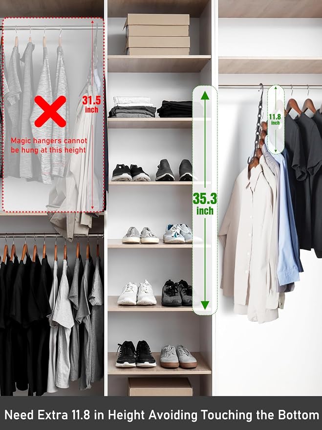 HOUSE DAY Space Saving Hanger 20 Pack, Black Magic Hangers Multifunctional | for Closet Organizers and Storage for Heavy Clothes, Dorm Room Bedroom Home RV Car Camper Organization Essentials