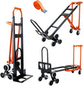 4 in 1Convertible Hand Truck Dolly for Stairs,1000 LBS Capacity Steel Hand Truck,Hand Trucks Heavy Duty Dolly Cart with Stair Climbing Wheels for Moving,Transport (Orange)