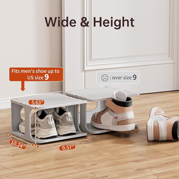 HAIXIN Small Shoe Rack for Closet Grey 5-Tier Shoe Organizer | Compact Size for Tight Spaces, Entryways, Under Bed, Stackable & Expandable, for Smaller Shoes, Easy Assembly, Sturdy Plastic