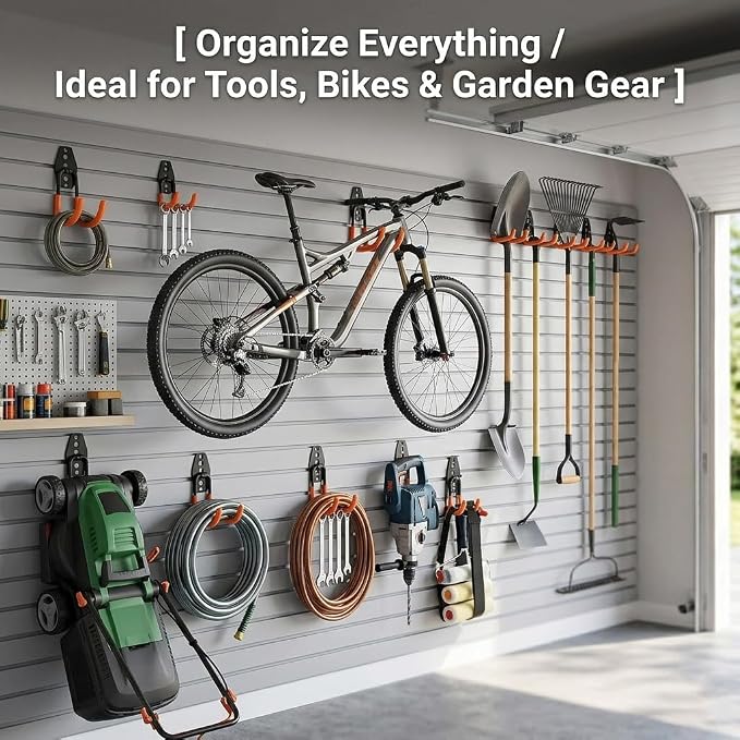 Steel Garage Storage Hooks, 16 Pack Anti-Slip Coating, Heavy Duty Wall Mount Hooks for Hanging Bike, Ladder, Garden Tools