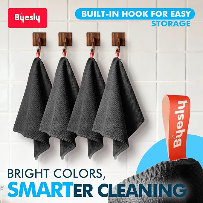 Microfiber Cleaning Cloth, 11.5x11.5 Microfiber Towels for Cars, Dishes & House, for Detailers, Chefs & Efficient Home | Scratch-Free, Lint-Free, Ultra Absorbent(Black)