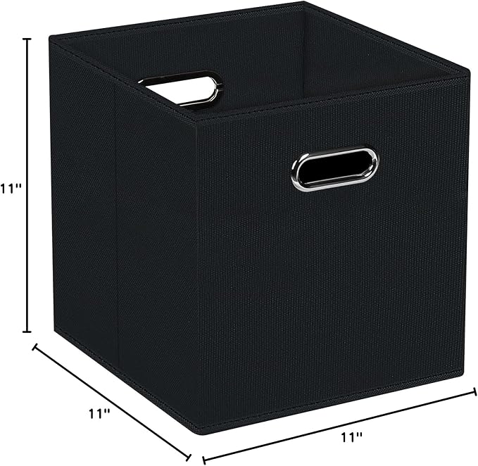 STOREONE Fabric Storage Bins Cubes Baskets Containers-(11X11X11) with Dual Handles for Shelf Closet, Nursery Home ， Bedroom Organizers, Foldable Set of 1 (black)