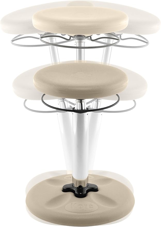 KORE DESIGN Adjustable Wobble Stool Chair, Girls + Boys Kid Desk Stools, Ergonomic Small Office Chairs, Flexible Seating, Active Kids, ADD/ADHD, Classroom, Home, Age 8-12, Tall (16.5-24in) Sand Dollar