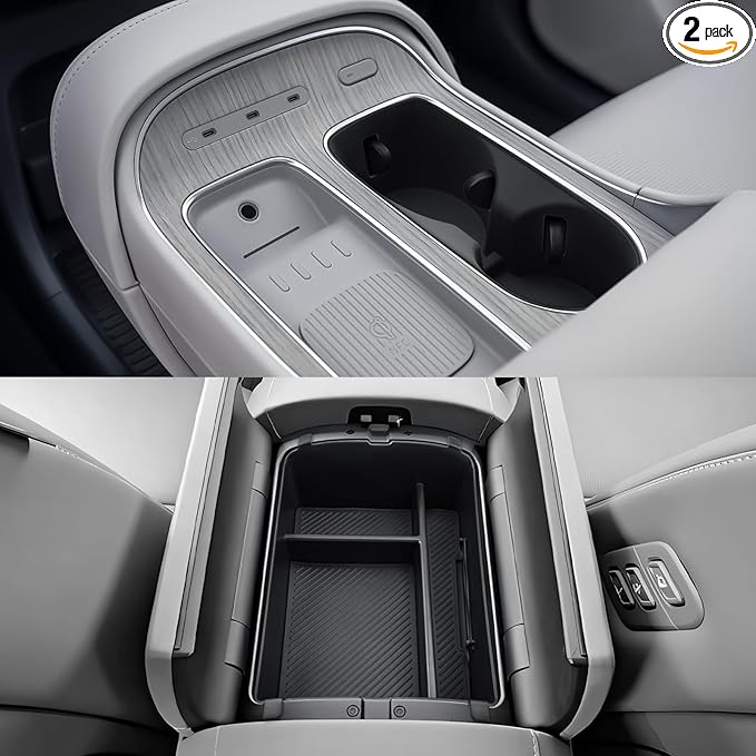 CDEFG 2Pcs for 2026 Hyundai Palisade Center Console Organizer, for 2026 Hyundai Palisade Accessories Middle Console Organizer & Central Cup Holder Cover (Only for Split Armrest)