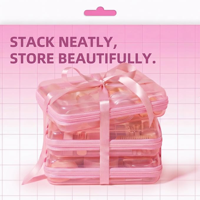 CoiiJoii 3PCS Large Clear Hard Shell Zippered Case, Diaper Bag Organizing Pouches, Waterproof Cosmetic Bag, Kid's Toy Storage Organizer Bins, Pencil Case.