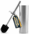 Stainless Steel Toilet Brush and Holder Set, Splash Guard (Silver) | Toilet Bowl Brush and Holder, Removable Inner Bowl, Dense Bristles, Long Handle, Scratch Resistant, for Modern Bathrooms