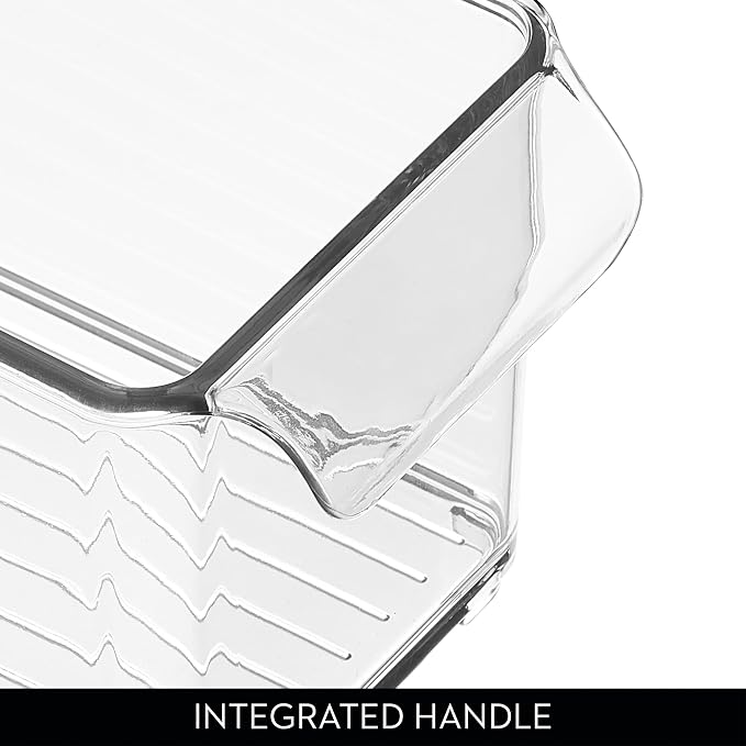 iDesign Stackable Fridge Storage Bin with Handle, Set of 6, Clear | Ideal for Fridge and Freezer, Made in USA