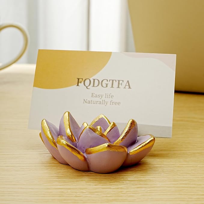 Succulent Business Card Holders for Desk, Cute Resin Business Card Display Stand Modern Vertical Name Card Holders for Office/Exhibition/Home/Restaurant, Unique Gifts for Men Women(3 Packs)