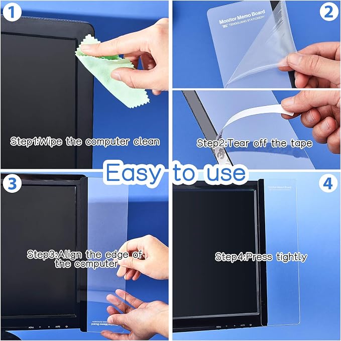 Zonon 6 Pieces Monitor Memo Board, Memo Boards for Computers Transparent Acrylic Monitor Side Panel Office Desk Accessories Desktop Computer Sticky Note Holder for Office Home Work Desk