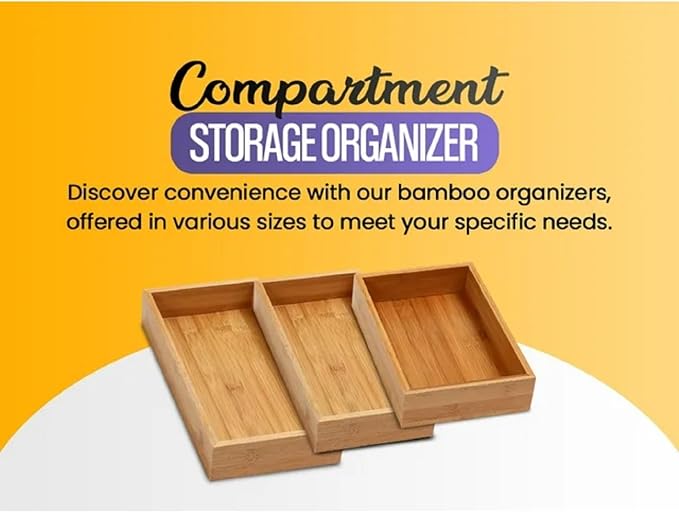 YBM HOME Bamboo Drawer Organizer Storage Box, 2 Pack 6x9x2 inch