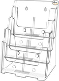 FUCDTEFC Acrylic Brochure Holder 8.5x11 & 4 x9 Inches, Clear 4 Tier Magazine Holder Brochure Display Stand w Removable Divider, Literature Pamphlet Flyer Holder for Wall Mount or Countertop