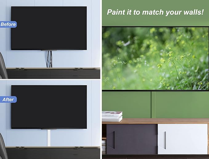 ZhiYo TV Cord Hider for Wall Mounted TV 34in(2X L17in), Large Cord Cover Wall, PVC Cable Management Raceway Kit, Wire Hider for Wall, Black Wire Concealer, W2in x H0.7in