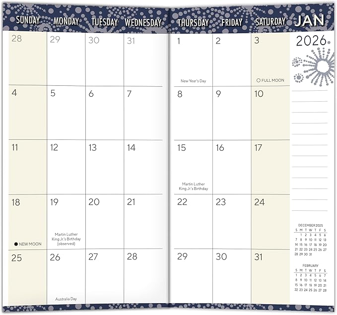 2026 Pocket Planner: 2-Year-Plus Monthly Pocket Calendar Book (24-Month): January 2026 - December 2027, Purse Size 6.5" x 3.5", Indigo Urchins