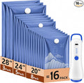 Vacuum Bags for Travel with Electric Pump,16 Pack Space Saver Clothes | 3 Sizes Portable Compression Seal for Travel, Moving & Seasonal Storage, Carry-On Bags for Luggage, Reusable, Leak-Proof