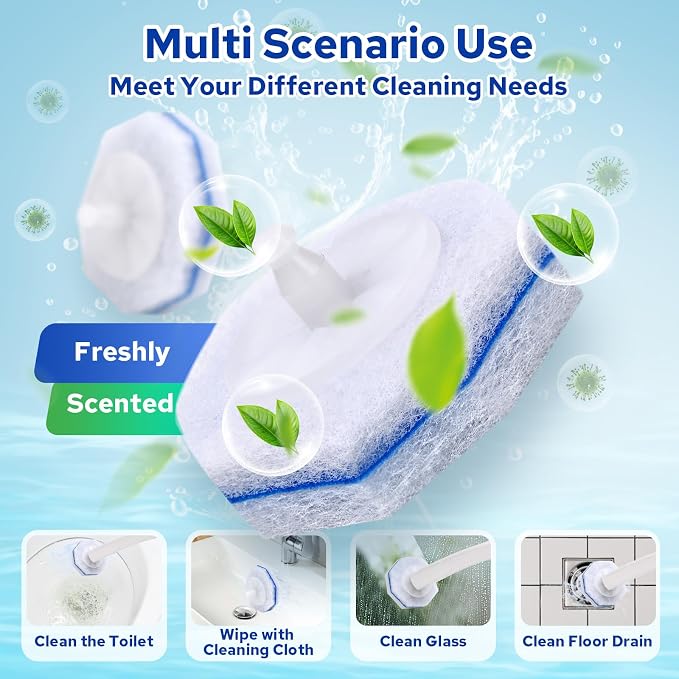 20pcs Disposable Toilet Brush Refills, Toilet Bowl Cleaner Refill Pads, Compatible with Most Toilet Cleaning Wands, Replacement Scrubber Heads for Deep Bathroom Cleaning, 20 Count