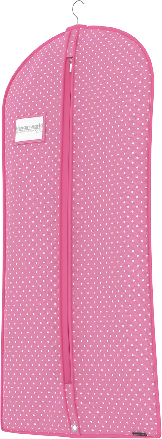 HANGERWORLD Pink Polka Dot Suit and Dress Garment Bags for Storage - 45inch x 22inch - Breathable Clothes Covers Protecting Dusts Closet Storage