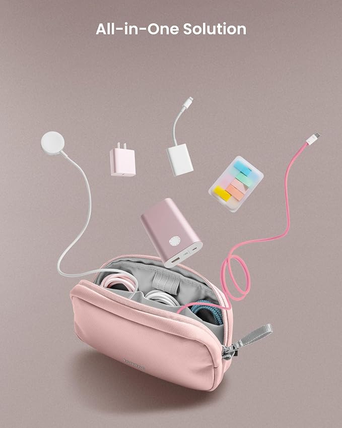 tomtoc Electronics Organizer Travel Case, Cable Organizer for Essentials | Water Resistant Tech Pouch Accessories Travel Bag Carry Storage for Cord, Phone, Cables, Airpods, USB Drive, Daily Items