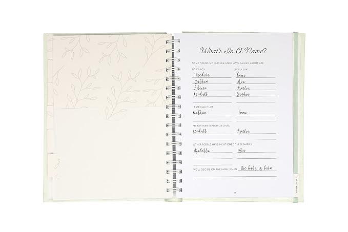 Pearhead My Pregnancy Journal, Guided Pregnancy Memory Book with Sonogram Photo Insert, Trimester Milestone Tracker & Keepsake for Expecting Moms, Baby Shower Gift, Sage Green Leaf