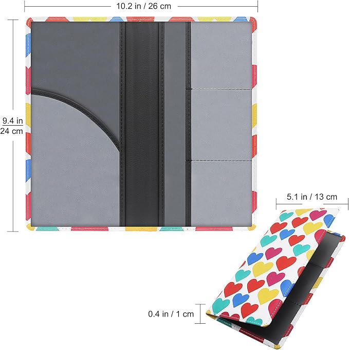 LumiMokki Premium Car Registration & Insurance Card Holder with Magnetic Shut, Vehicle Glove Box Car Organizer - For Documents, Cards, License (Heart symbol)
