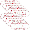 All Quality Designer Office Sign | Easy Installation - White/Red - Medium (10 Pack)