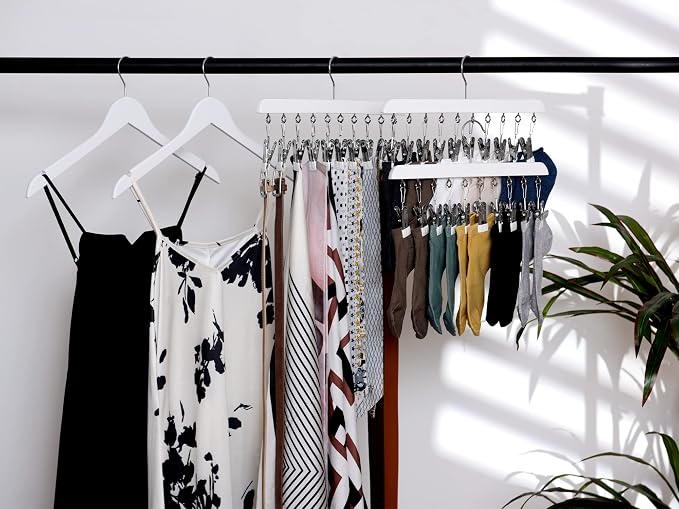 StorageWorks Hat Organizer 2 Pack, White Cap Hanger Rack with 10 Clips