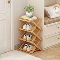 Vertical Shoe Rack Small, 4 Tier Portable Folding Shoe Storage Rack, Without Installation Free Standing Shoe Rack for Corridors, Bedrooms Living Room Corner and Small Spaces (4 Tier)