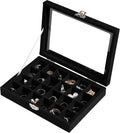 Frebeauty 24 Grid Earring Organizer,Small Velvet Jewelry Tray with Lid | Portable Jewelry Box for Rings Stud,Velvet Lining for Protecting Jewelry,Adjustable Dividers,Glass Lid for Clear Review