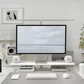 Bamboo Monitor Stand Riser with Acrylic Legs for Desk, 31.5 Inches Desktop Shelf Supports for PC Computer Monitor, Laptops, Printer, Speakers (White)