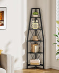 CHOEZON 5-Tier Corner Shelf, Corner Bookshelf, Ladder Shelf, Floor Standing Storage Rack, Open Display Stand, Plant Stand, for Living Room, Bedroom, Study, Bathroom, Black TCJ22BB