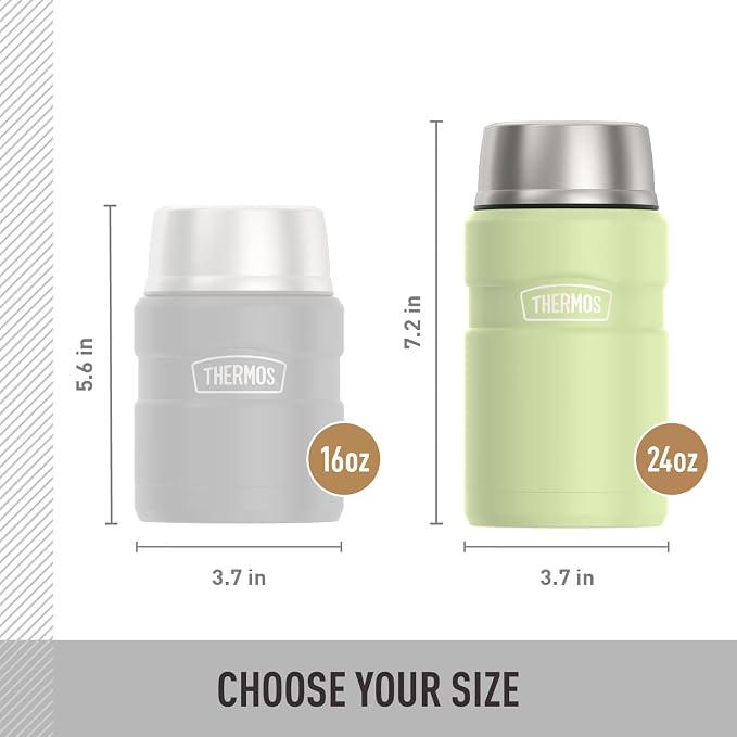 THERMOS Stainless King Vacuum-Insulated Food Jar, 24 Ounce, Matte Green