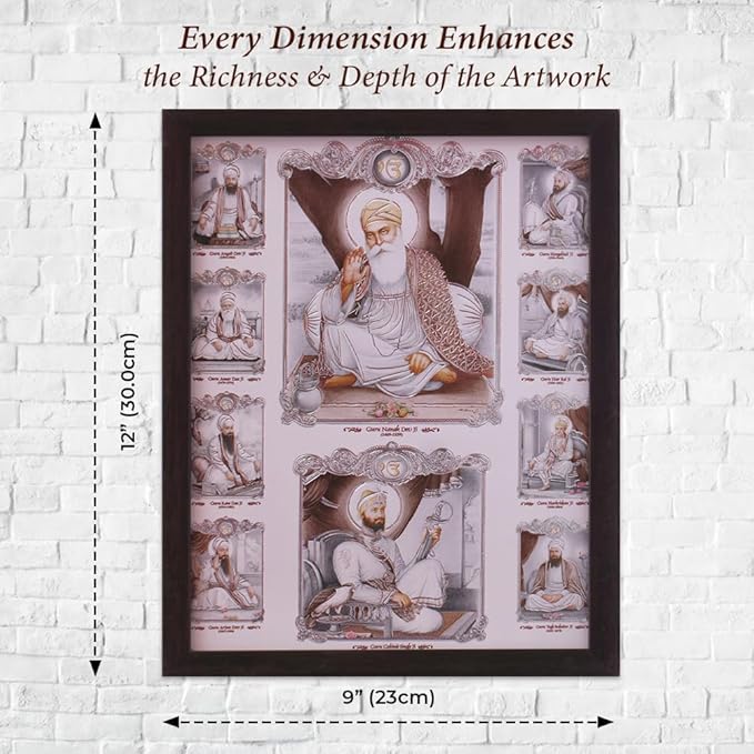 Lord Sikh Guru poster print with frame for Home Decor and Gifting Purpose (229-91)