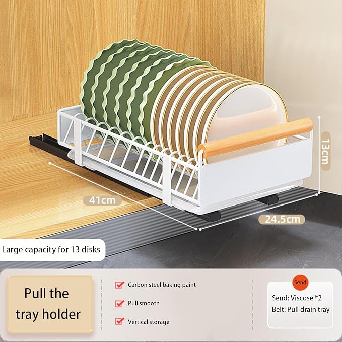 Pull-Out Cabinet Telescopic Drawer, Kitchen Storage Shelf Basket Extendable Drawer for Cabinet Metal Slide Out Organizer for Cupboard