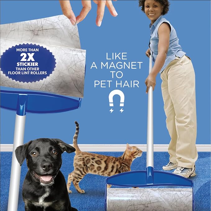 LOLA Rola Sticky Mop Refills, Giant Adhesive Roller, Traps Dirt, Dust & Hair, 30 Sheets, Pet Hair Remover, Floor & Carpet Cleaner, 1 Pack