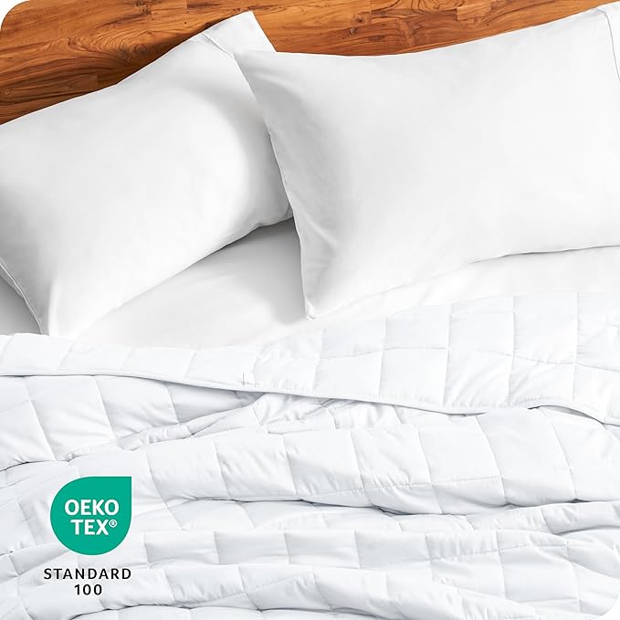 Bare Home Weighted Blanket Twin or Full Size 7lb (40" x 60") - All-Natural 100% Cotton - Premium Heavy Blanket Nontoxic Glass Beads (White, 40"x 60")