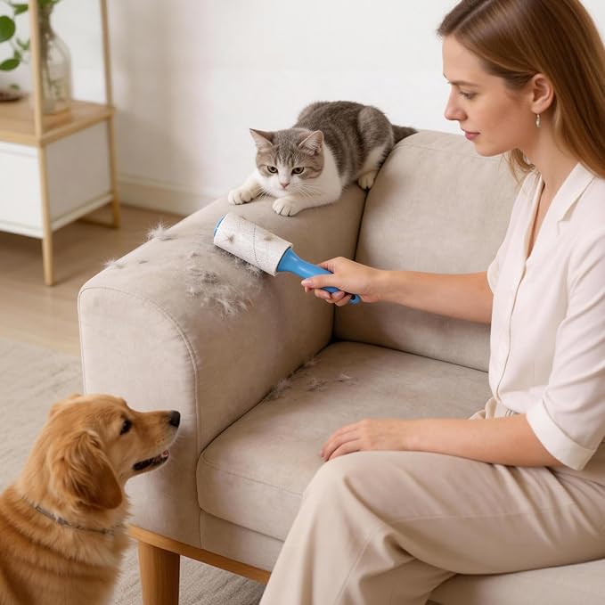 Extra Sticky Lint Roller for Pet Hair, 500 Sheets with 2 Handles | Easy Spiral Tear Lint Rollers,Lint Remover for Clothes, Dog and Cat Hair Remover with Ergonomic Handle